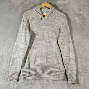 Label Of Graded‎ Goods Sweater Mens Medium Grey Shawl Neck Cotton Pullover
